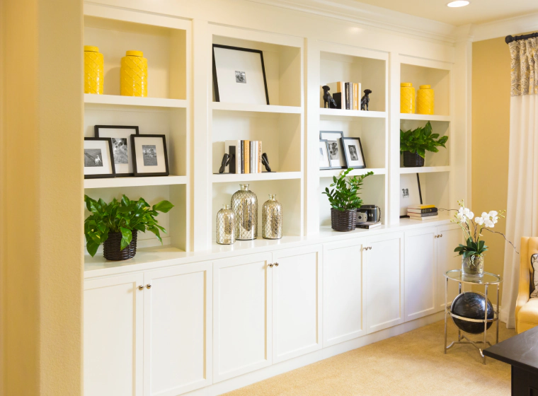 living area built in display cabinet